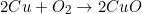 \[ 2Cu+O_2\rightarrow 2CuO \]