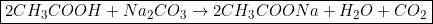 \[ \boxed{ 2CH_3COOH+Na_2CO_3 \rightarrow 2CH_3COONa+H_2O+CO_2 } \]
