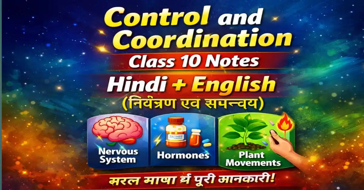 Control and Coordination Class 10 Notes Hindi + English | Complete Chapter Explanation