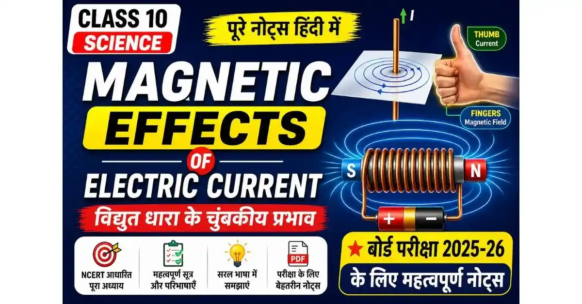 Magnetic Effects of Electric Current Class 10 Notes in Hindi | Complete Chapter Explanation