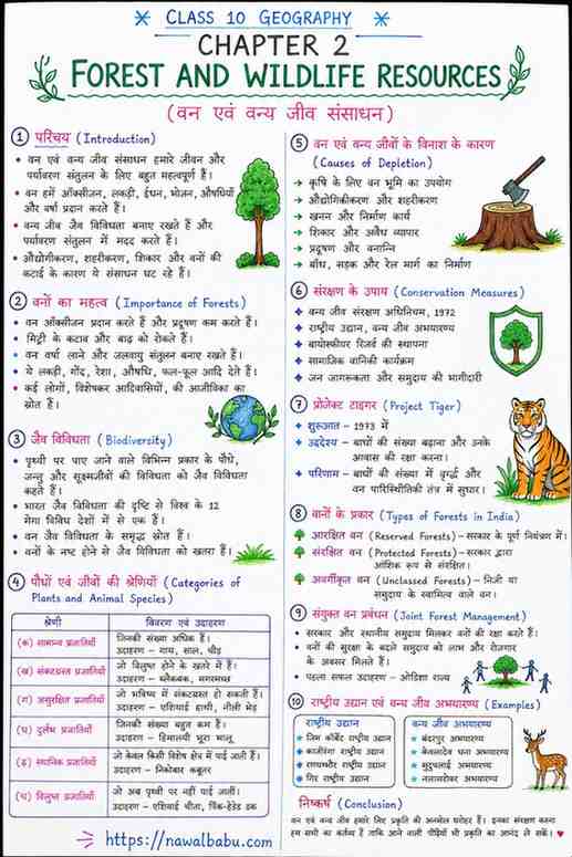 Class 10 Geography Chapter 2 Notes in Hindi | Forest and Wildlife Resources Notes