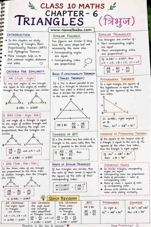 Triangles Class 10 Maths Notes | NCERT Chapter 6 in Hindi