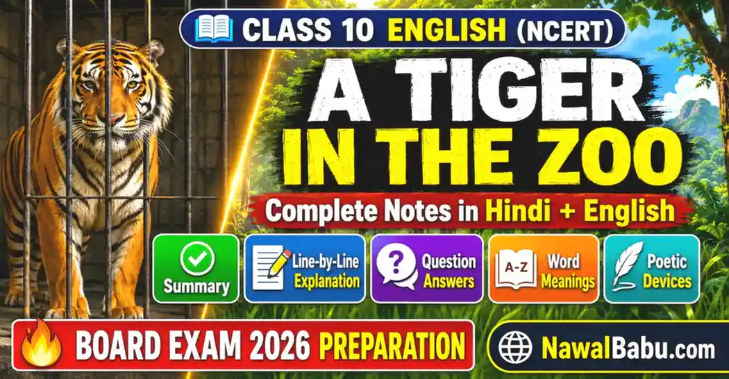 A Tiger in the Zoo Class 10 Notes in Hindi | Summary, Q&A