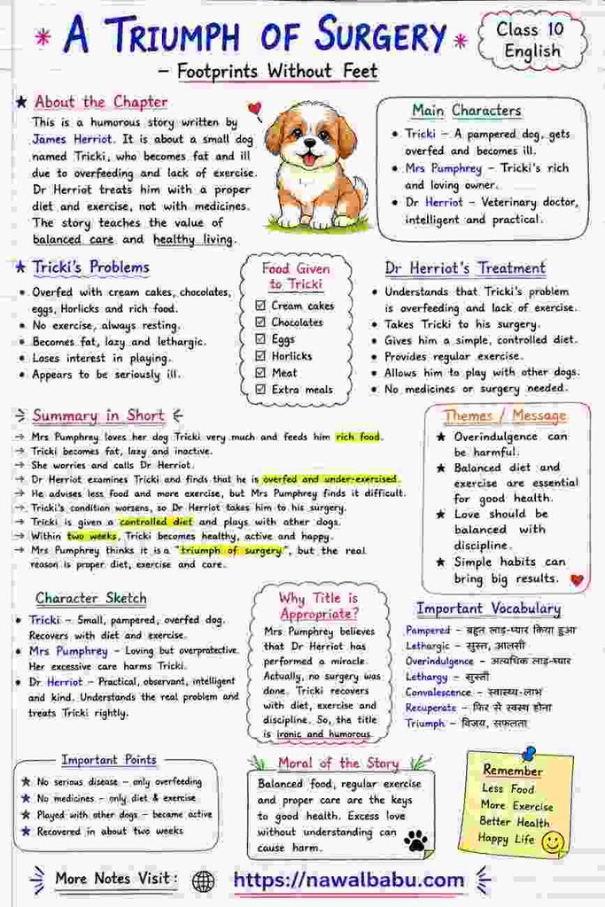 A Triumph of Surgery Class 10 English Notes in Hindi | Summary, Explanation, Questions & Answers