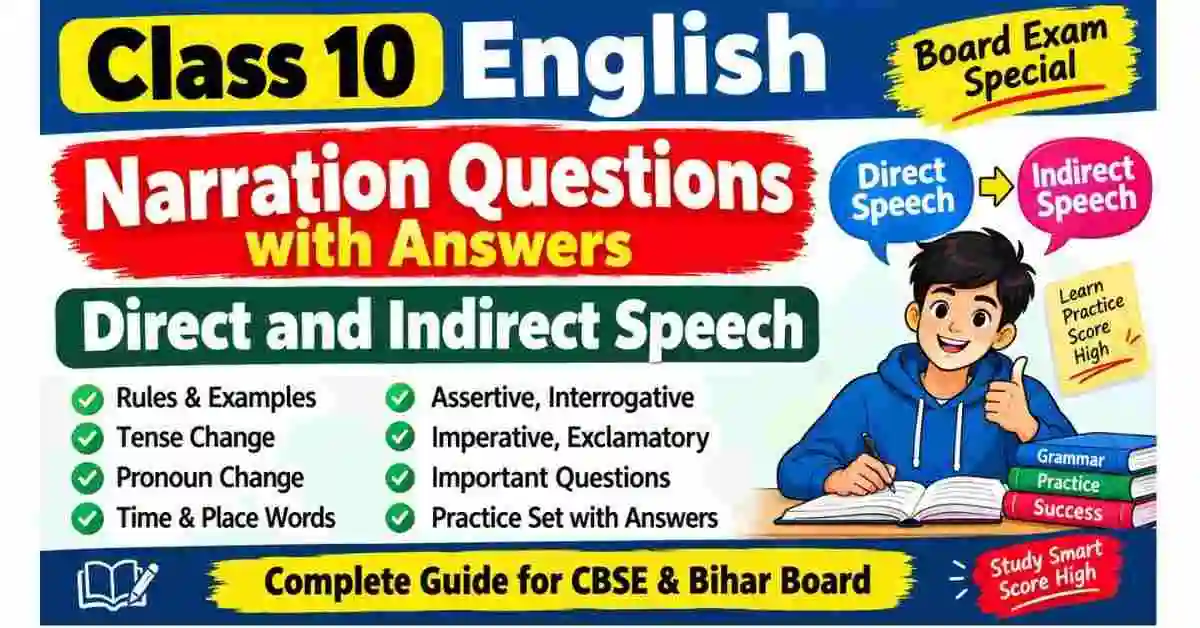 Class 10 English Narration Questions with Answers | Direct & Indirect Speech