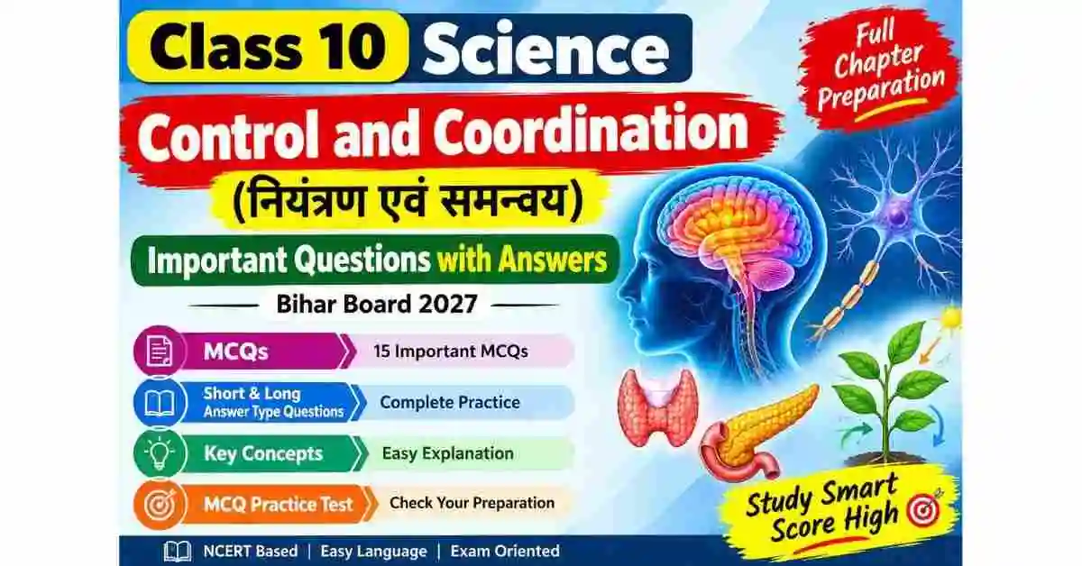 Control and Coordination Class 10 Important Questions with Answers | Bihar Board 2027